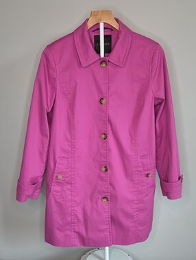 Talbots Contrast Detail All-Weather Mac Jacket Pink Fuchsia Size Medium